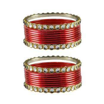 Red Stone Metal Bangle 1