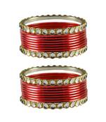 Red Stone Metal Bangle