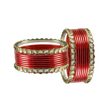 Red Stone Metal Bangle 2
