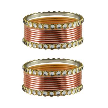 Peach Stone Metal Bangle 1