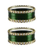 Dark Green  Stone Metal Bangle