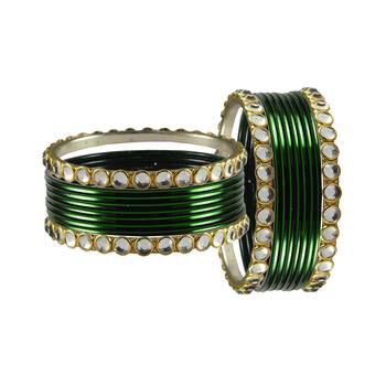 Dark Green  Stone Metal Bangle 2