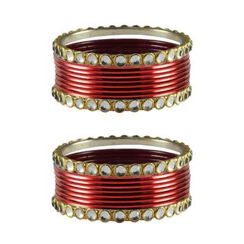 Maroon Stone Metal Bangle 1