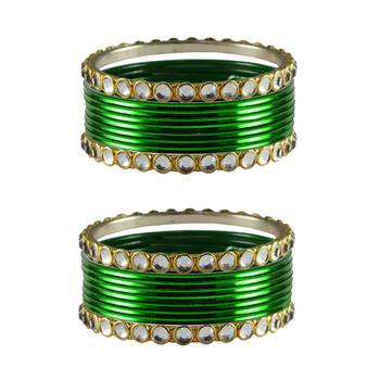 Green Stone Metal Bangle 1