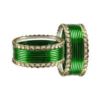 Green Stone Metal Bangle 2