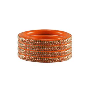 Orange Stone Lac Pure Lakh Rajasthani Bangle 1