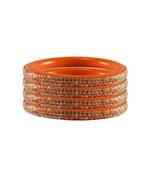 Orange Stone Lac Pure Lakh Rajasthani Bangle