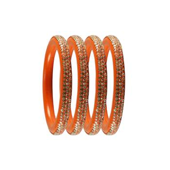 Orange Stone Lac Pure Lakh Rajasthani Bangle 2