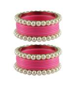 Pink Moti Acrylic-Brass Bangle