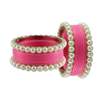 Pink Moti Acrylic-Brass Bangle 2