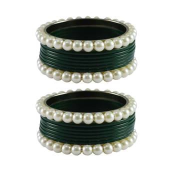 Green Moti Acrylic-Brass Bangle 1