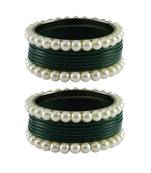 Green Moti Acrylic-Brass Bangle