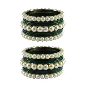 Green Moti Acrylic-Brass Bangle 1