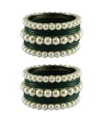 Green Moti Acrylic-Brass Bangle