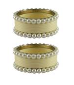 White Moti Acrylic-Brass Bangle