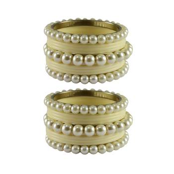 White Moti Acrylic-Brass Bangle 1