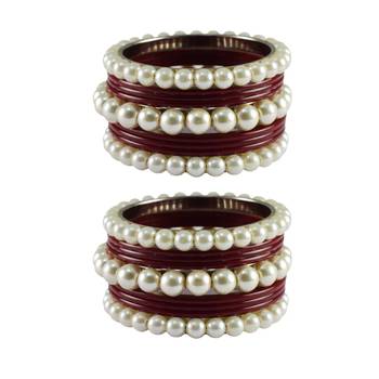 Maroon Moti Acrylic-Brass Bangle 1