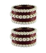 Maroon Moti Acrylic-Brass Bangle