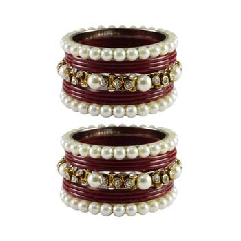 Maroon Moti Acrylic-Brass Bangle 1