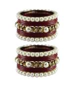 Maroon Moti Acrylic-Brass Bangle