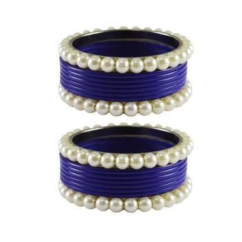Blue Moti Acrylic-Brass Bangle 1