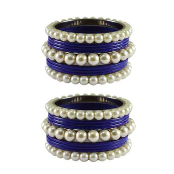 Blue Moti Acrylic-Brass Bangle 1