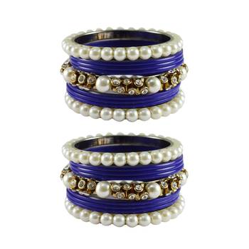 Blue Moti Acrylic-Brass Bangle 1
