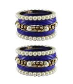 Blue Moti Acrylic-Brass Bangle