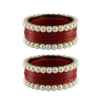 Red Moti Acrylic-Brass Bangle 1