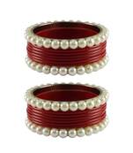 Red Moti Acrylic-Brass Bangle
