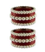 Red Moti Acrylic-Brass Bangle