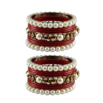 Red Moti Acrylic-Brass Bangle 1