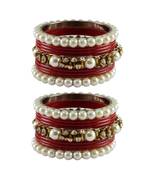 Red Moti Acrylic-Brass Bangle