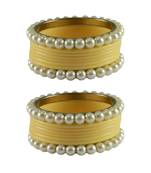 Cream Moti Acrylic-Brass Bangle