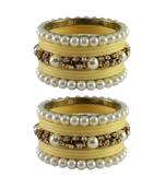 Cream Moti Acrylic-Brass Bangle