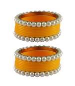 Yellow Moti Acrylic-Brass Bangle