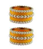 Yellow Moti Acrylic-Brass Bangle