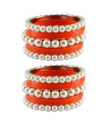 Orange Moti Acrylic-Brass Bangle