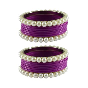 Voilet Moti Acrylic-Brass Bangle 1