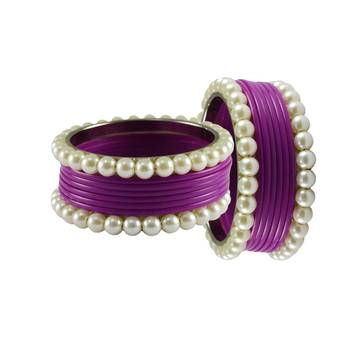 Voilet Moti Acrylic-Brass Bangle 2