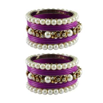 Voilet Moti Acrylic-Brass Bangle 1