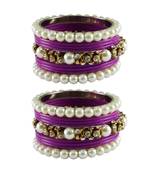 Voilet Moti Acrylic-Brass Bangle