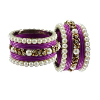 Voilet Moti Acrylic-Brass Bangle 2