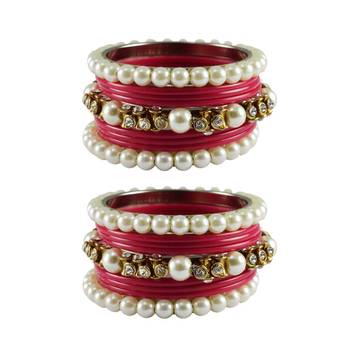 Gajari Moti Acrylic-Brass Bangle 1