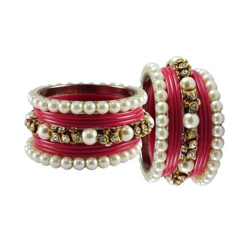 Gajari Moti Acrylic-Brass Bangle 2
