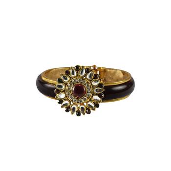 Maroon Stone Acrylic-Brass Bangle 1