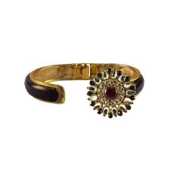 Maroon Stone Acrylic-Brass Bangle 2