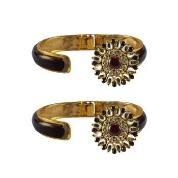 Maroon Stone Acrylic-Brass Bangle 2