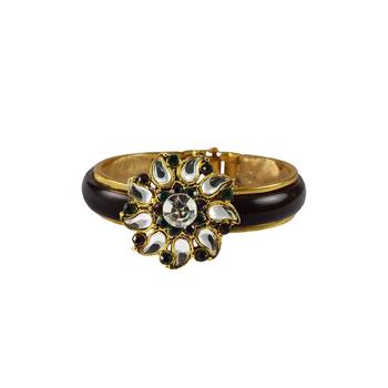 Maroon Stone Acrylic-Brass Bangle 1