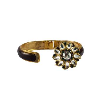 Maroon Stone Acrylic-Brass Bangle 2